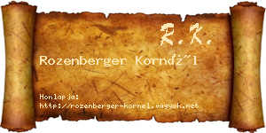 Rozenberger Kornél névjegykártya